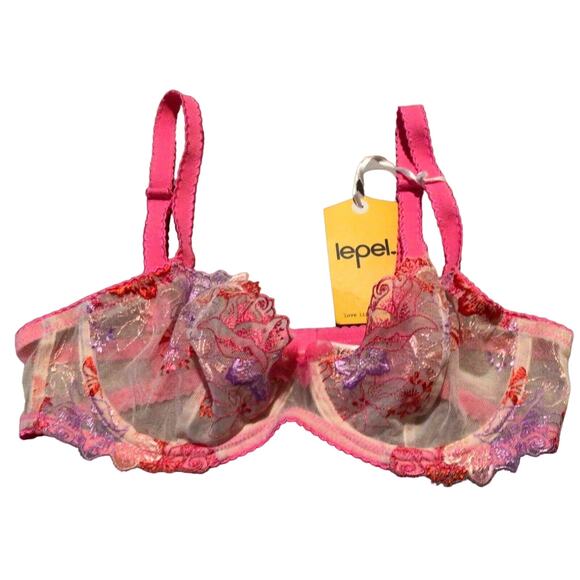Lepel Eliza Pink Embroidered Balconette Bra 34A US / 34B UK New With Tags NWT - Picture 1 of 3
